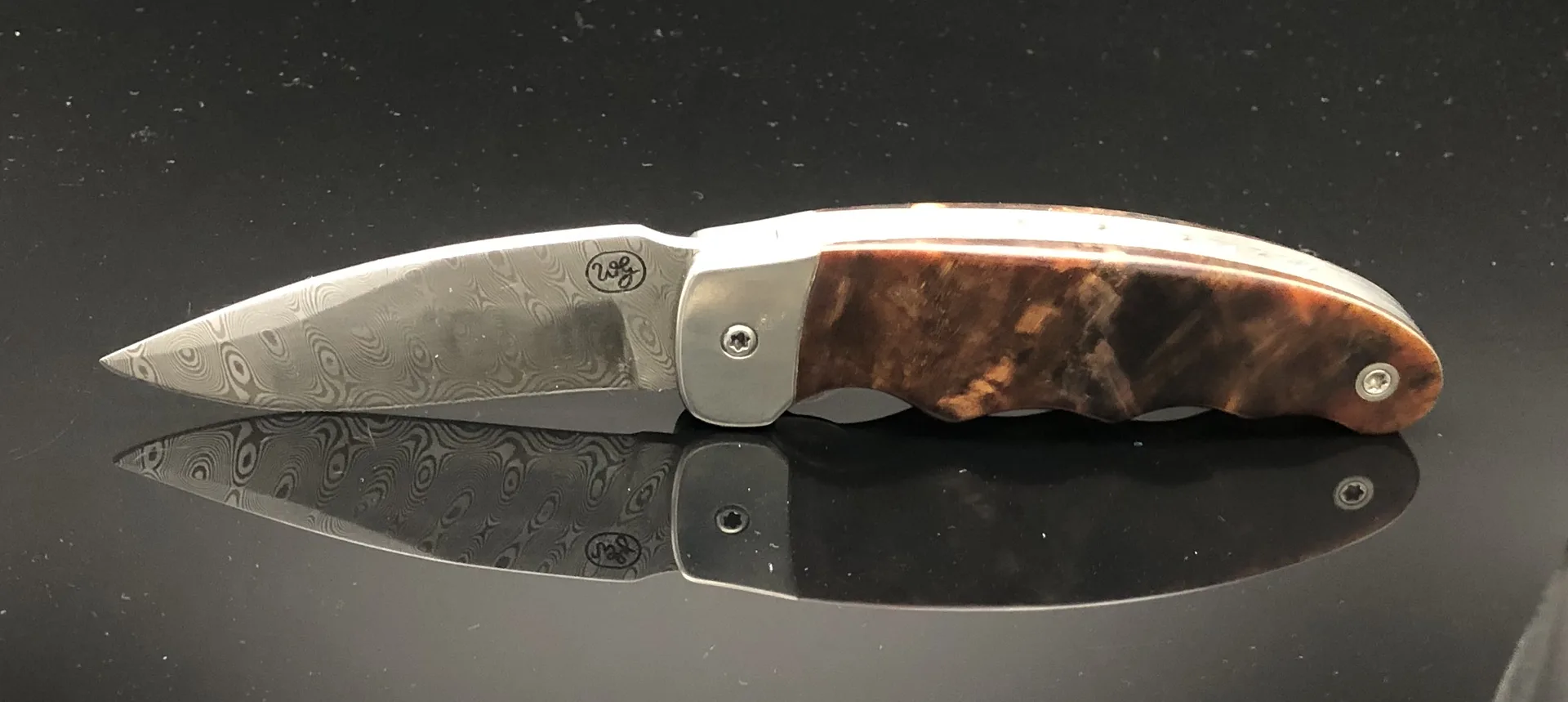Handgefertigtes Damast-Taschenmesser – VG-Messer