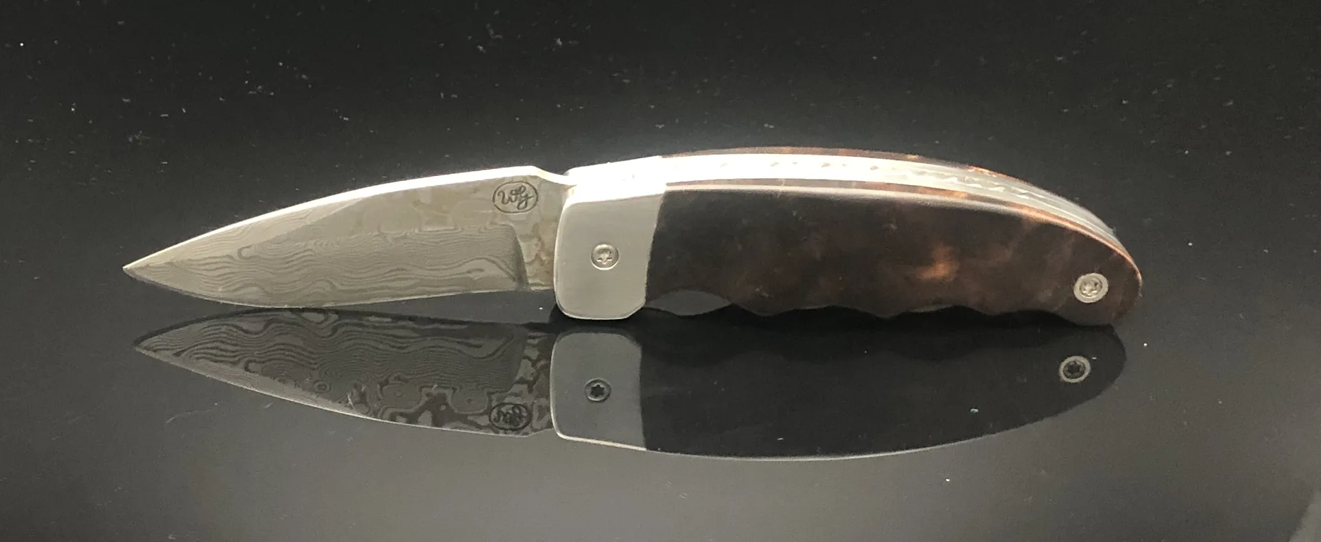 Handgefertigtes Damast-Taschenmesser – VG-Messer